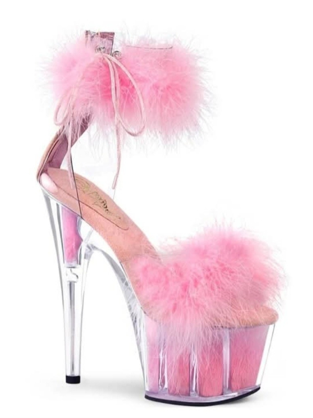 Pleasers Size 5 Adore - 724F  Pink Flamingo, Fluffy Heels